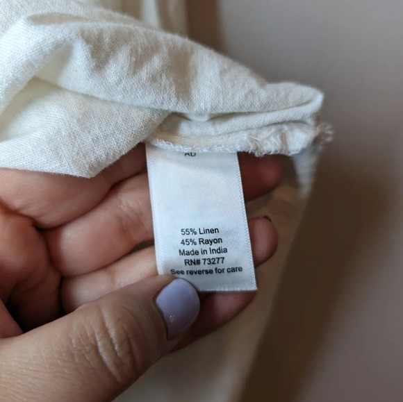 Croft & Barrow White Linen Blend 1/4 Button Down Collared Top Women 2X Plus - Picture 7 of 8